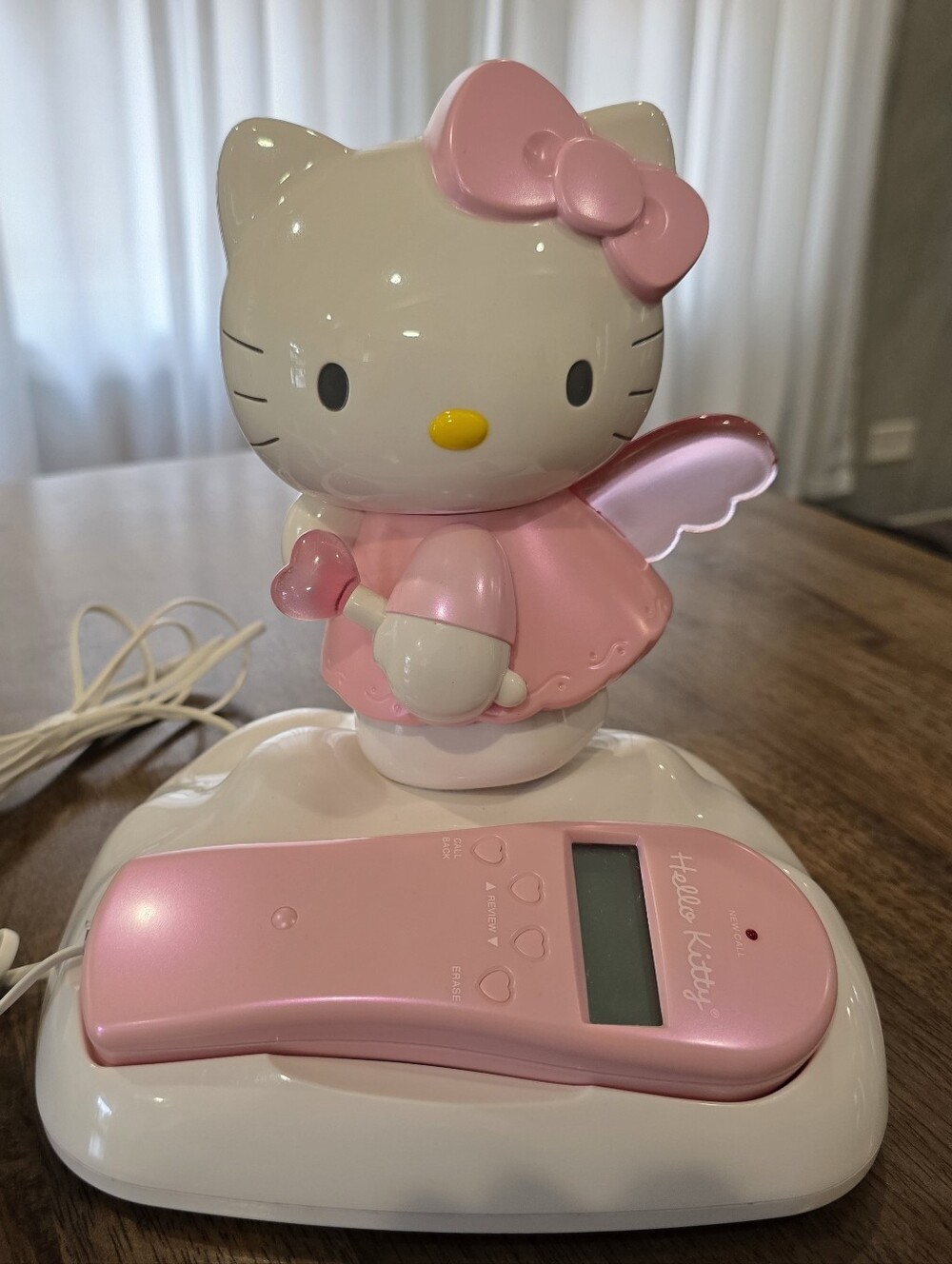 Vintage 2003 Hello Kitty Pink and White Corded Telephone with Character Stand